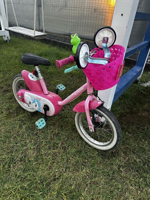 Bicicleta 13’ Roz roti ajutatoare 3-5 ani fete biTwin