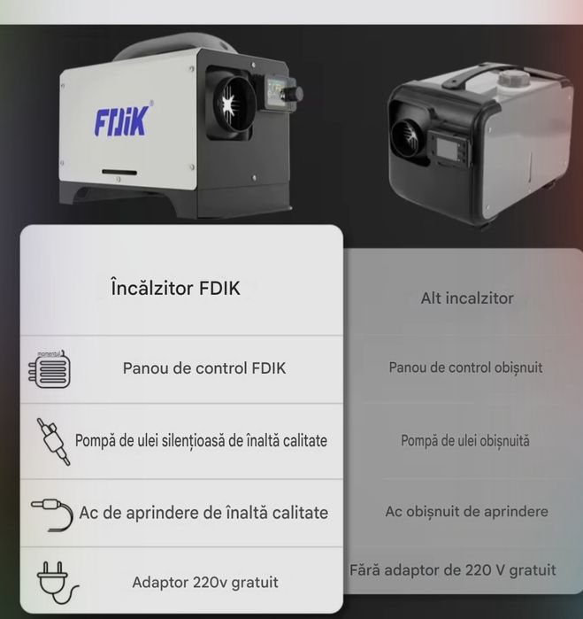 Incalzitor Aer Diesel FDYK 8KW ~220Vca/12Vcc/24Vc Bluetooth Silentios