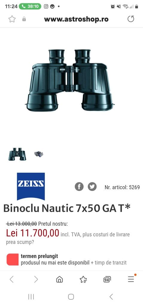 Binoclu Zeiss Nautic 7x50 GAT