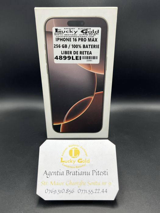 Iphone 16 pro max 256 gb 100% baterie cod 22601