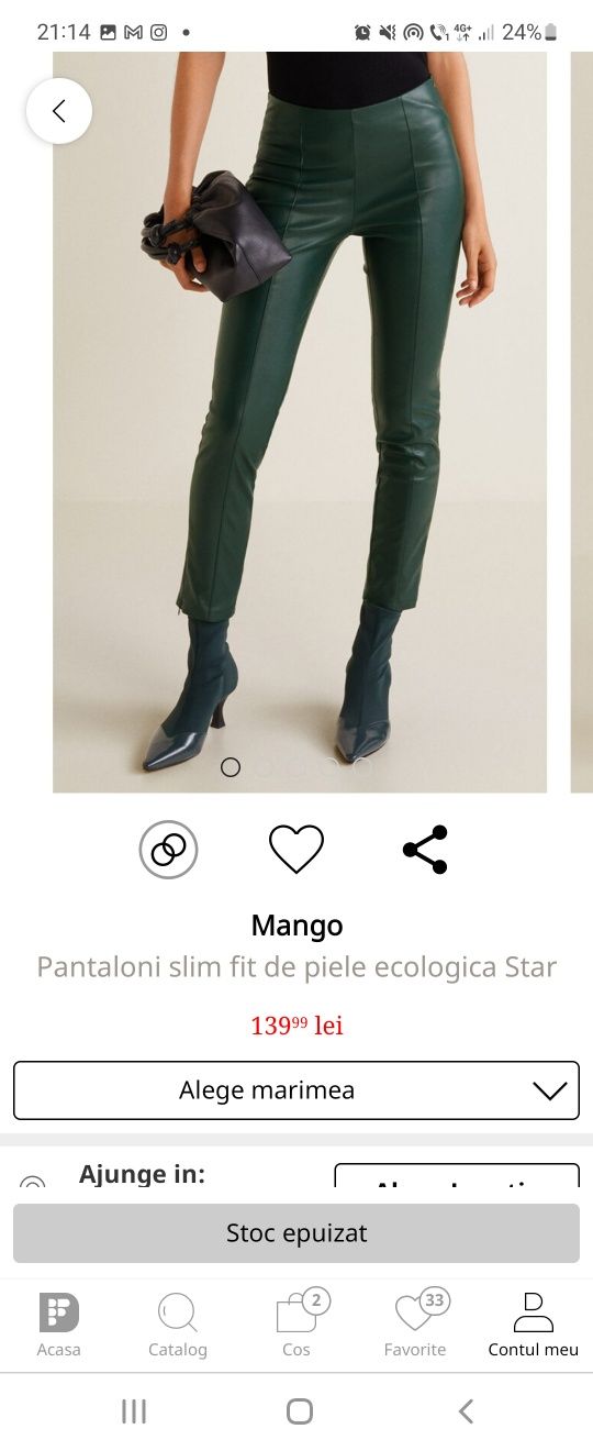Pantaloni piele mango