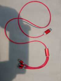 Cabluri incarcare telefon 3in1 iluminate iphone micro usb type c NOI