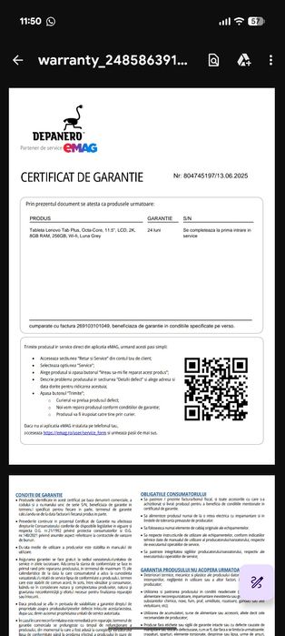 Lenovo Tab Plus 11.5, 8GB RAM, 256GB stocare