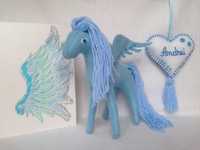 Unicorn albastru handmade din fetru, set cadou aniversari