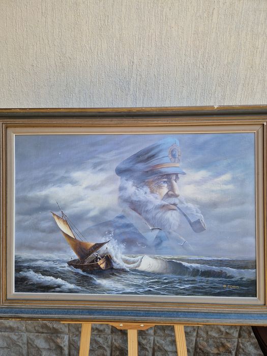 Уникална антикварна майсторска картина масло върху платно