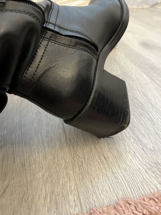 Cizme pana la genunchi din piele Zara