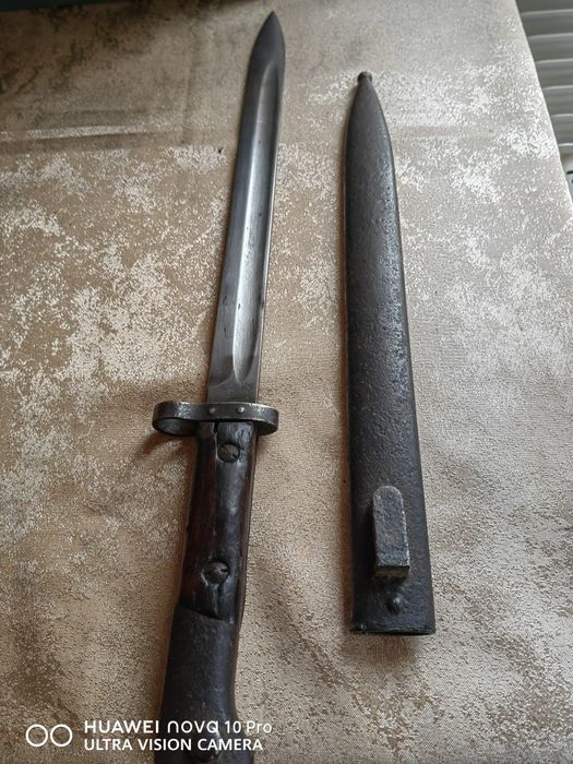 Baioneta militară veche, tip Mauser K98, Cu seria :CSZD. NEG. TEL