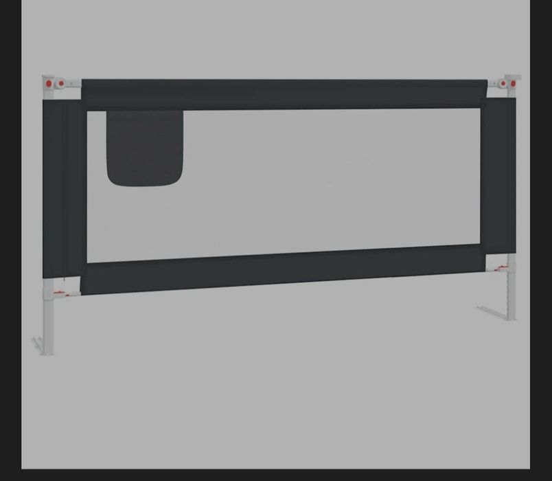 Balustradă de protecție pat copii, gri închis, 180x25 cm textil