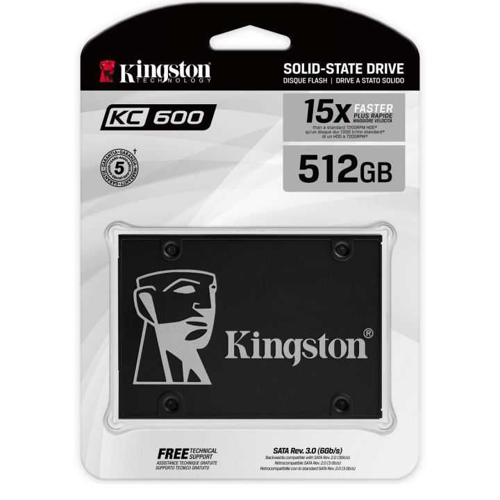 SSD накопитель 512 Gb Kingston KC600, 2.5", SATA III