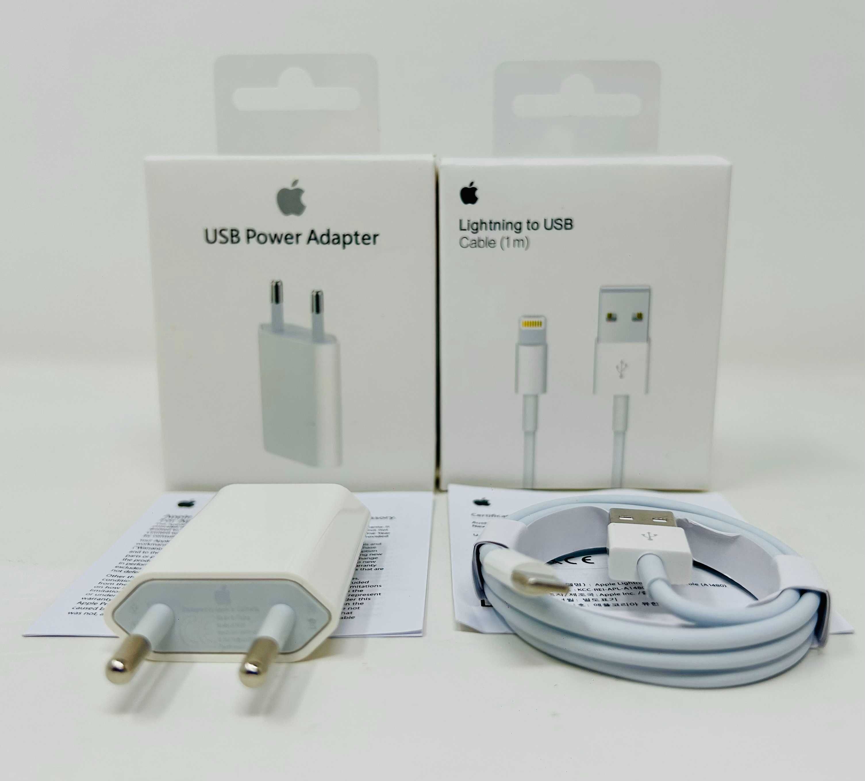 Оригинален Кабел USB-A to Lightning 1m и Адаптер Зарядно 5W за Apple