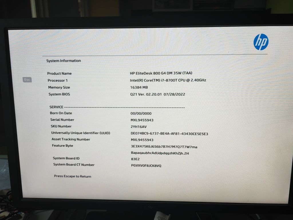 Мини PC - HP EliteDesk 800 G4 Mini - i7-8700T- 16GB RAM DDR4