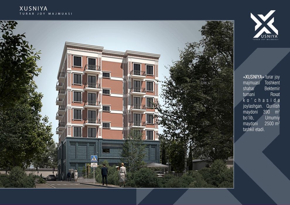 Toshkent shahar Vodnikda joylashkan XUSNIYA TURAR JOY majmuomiz