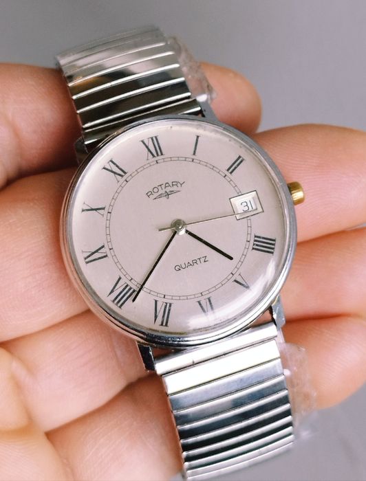 Ceas de damă Rotary cu quartz, din otel inoxidabil.
