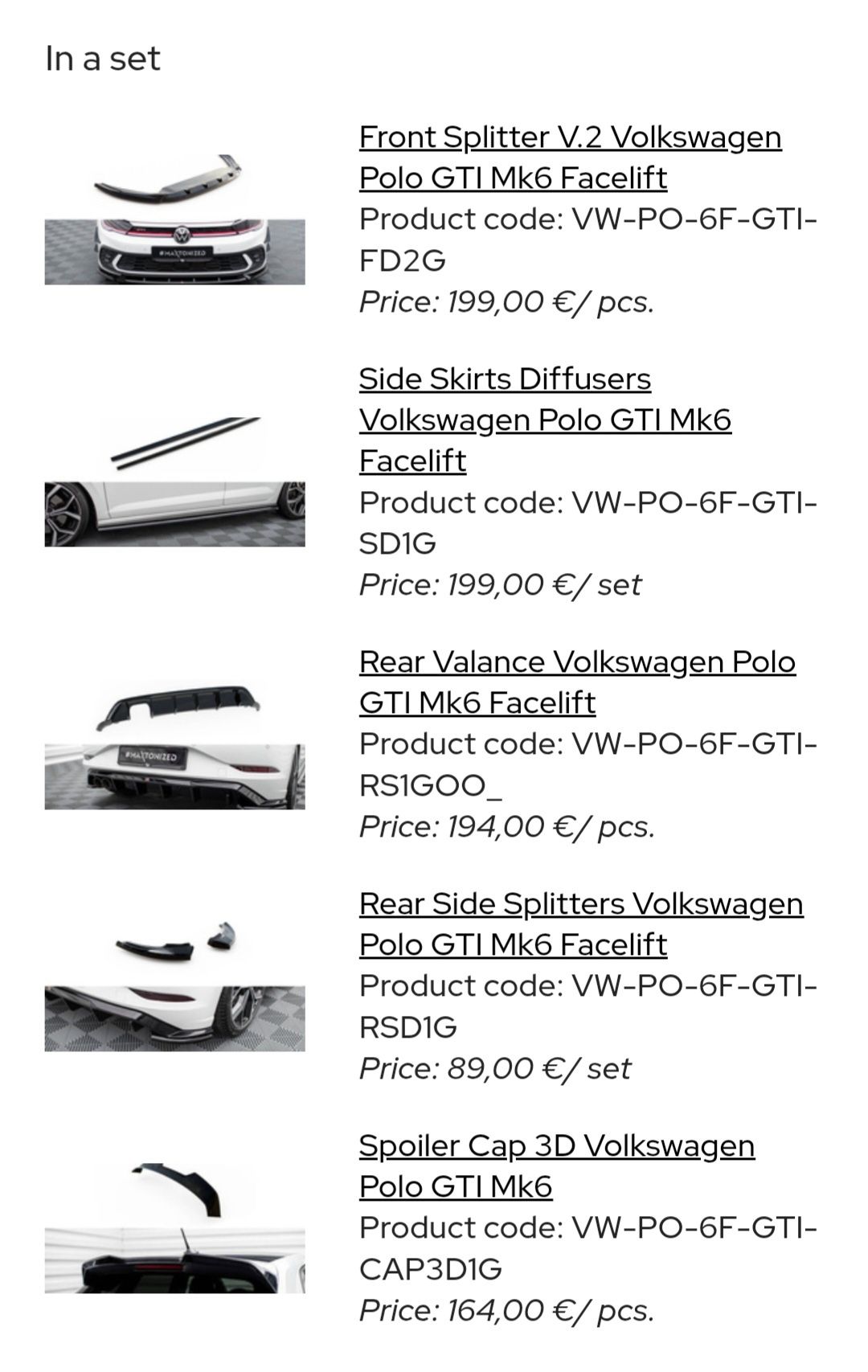 VW Polo GTI Maxton Body Kit комплект