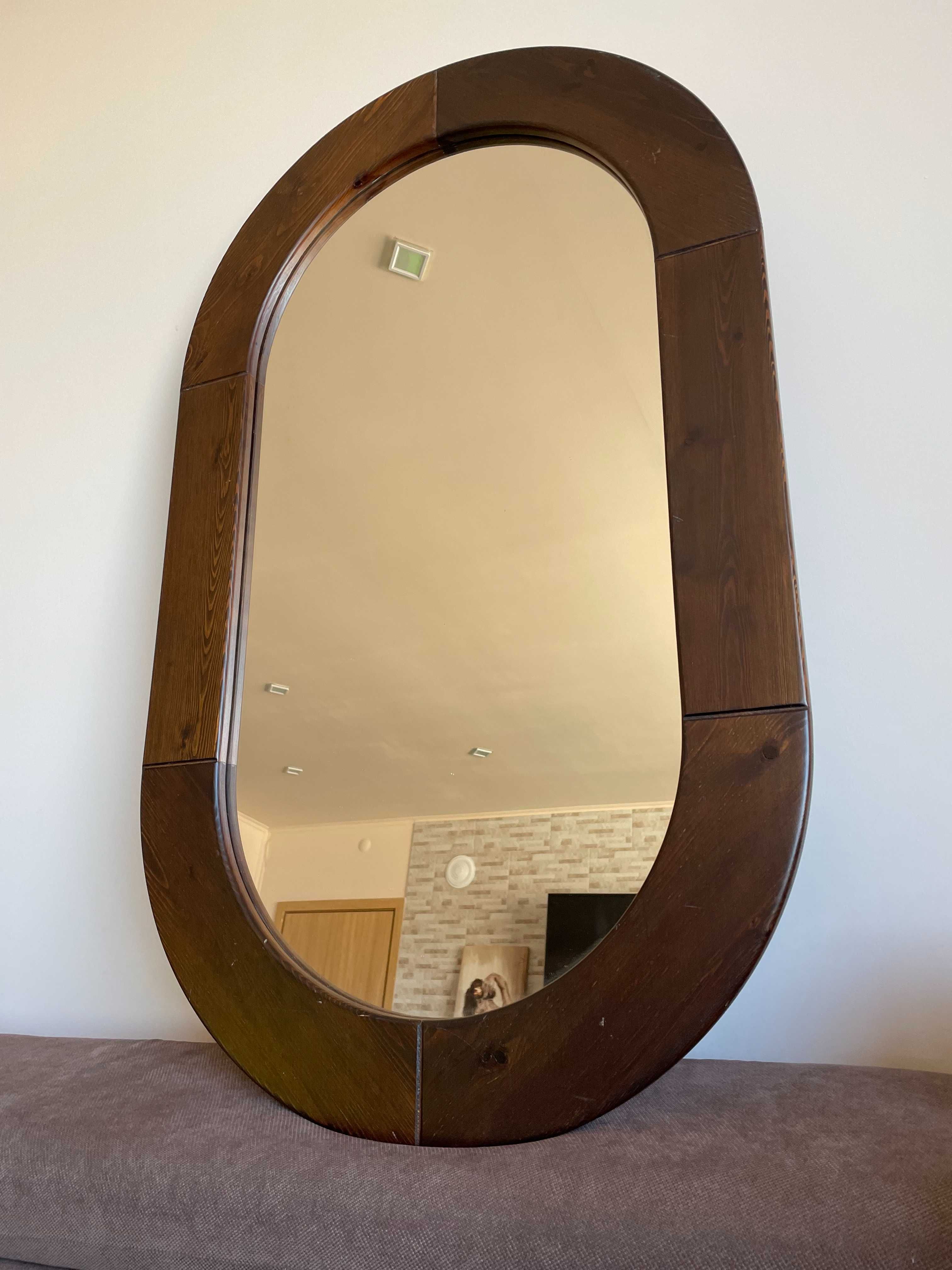 Старо дървено огледало - овал - 100/60см