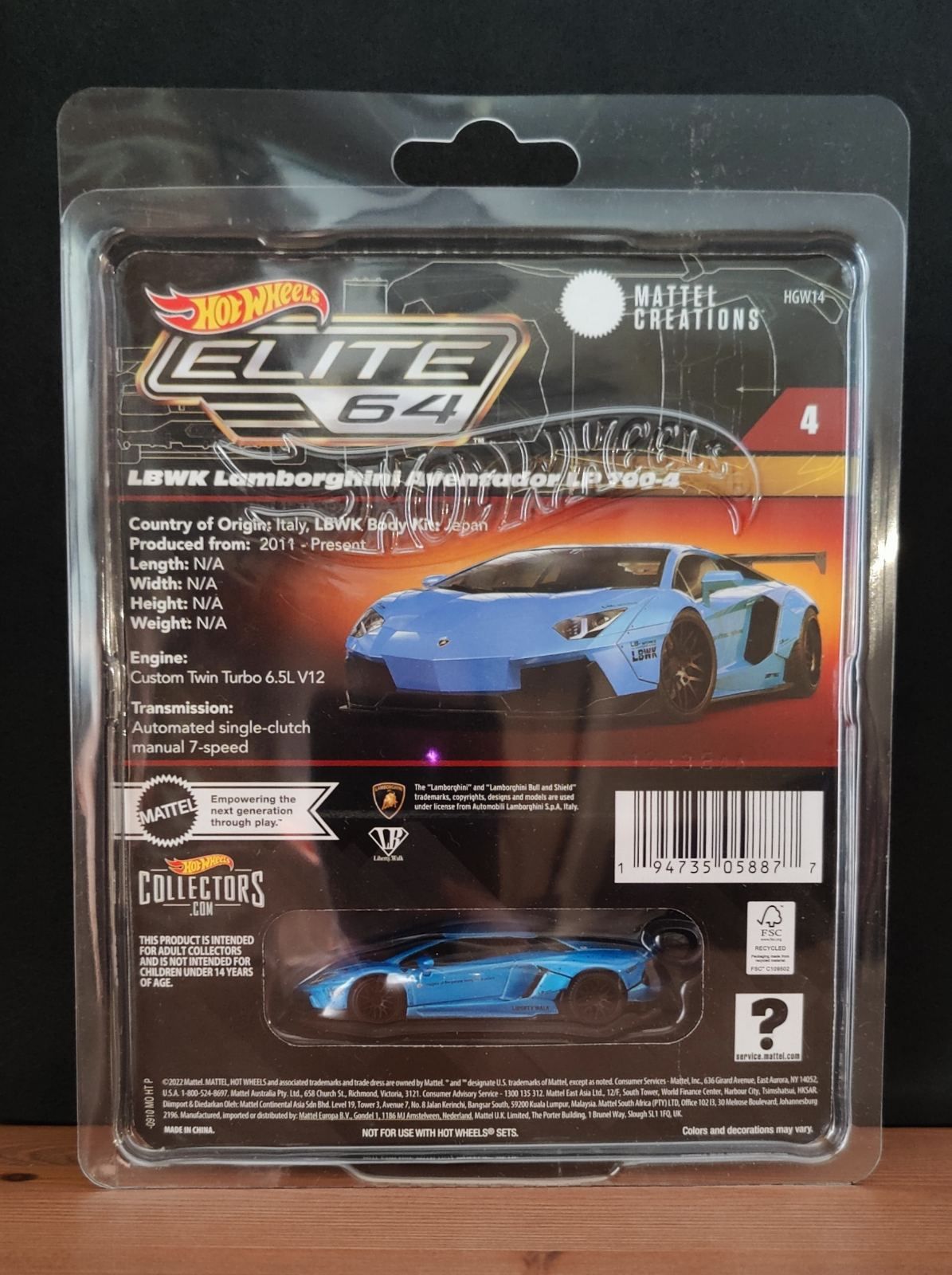 Hot Wheels Elite 64 LBWK  Lamborghini Aventador LP 700-4