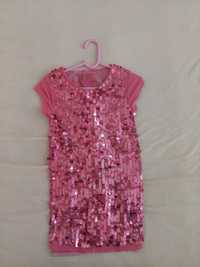 Диско рокля Next, розова с блестящи пайети, размер 104