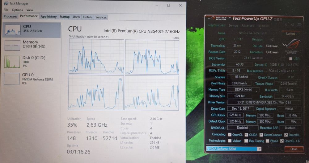 15.6' Asus X555MD Четириядрен Intel Pentium N3540/NVIDIA 820M 1GB/4GB