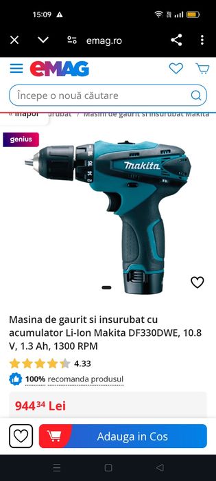 Mașină nouă de găurit și înșurubat doi acumulatori. .  .