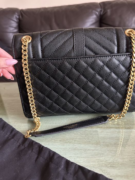 Черна кожена чанта YSL