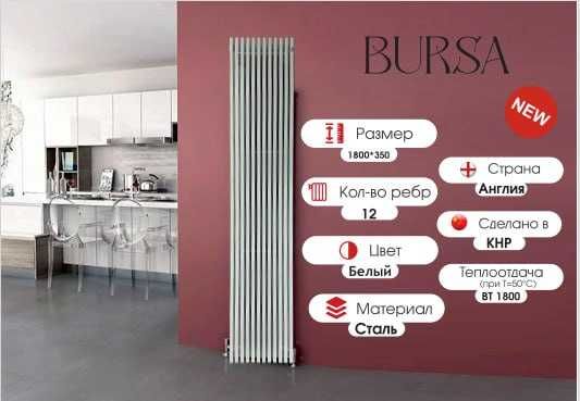 Вертикальный дизайнерский радиатор из серии ZUM модель BURSA оптом