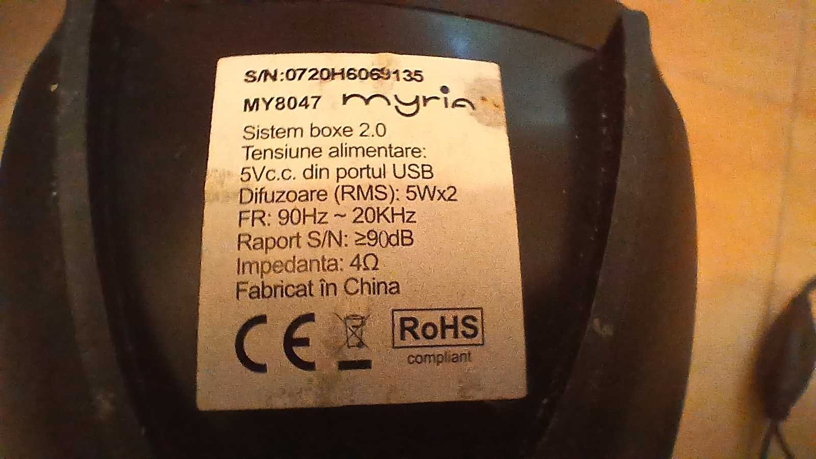 Boxe Myria 5W + 5W negre alimentare USB Jack stereo 3.5mm