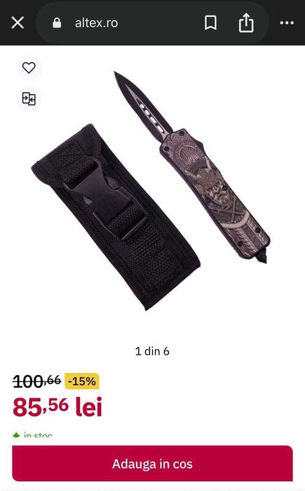 Cuțit automat, camping, vânătoare, pescuit, switchblade ,full metal