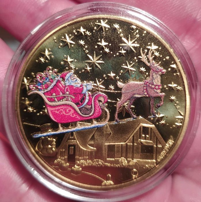 Коледно - новогодишен плакет в защитна капсула . Merry Christmas