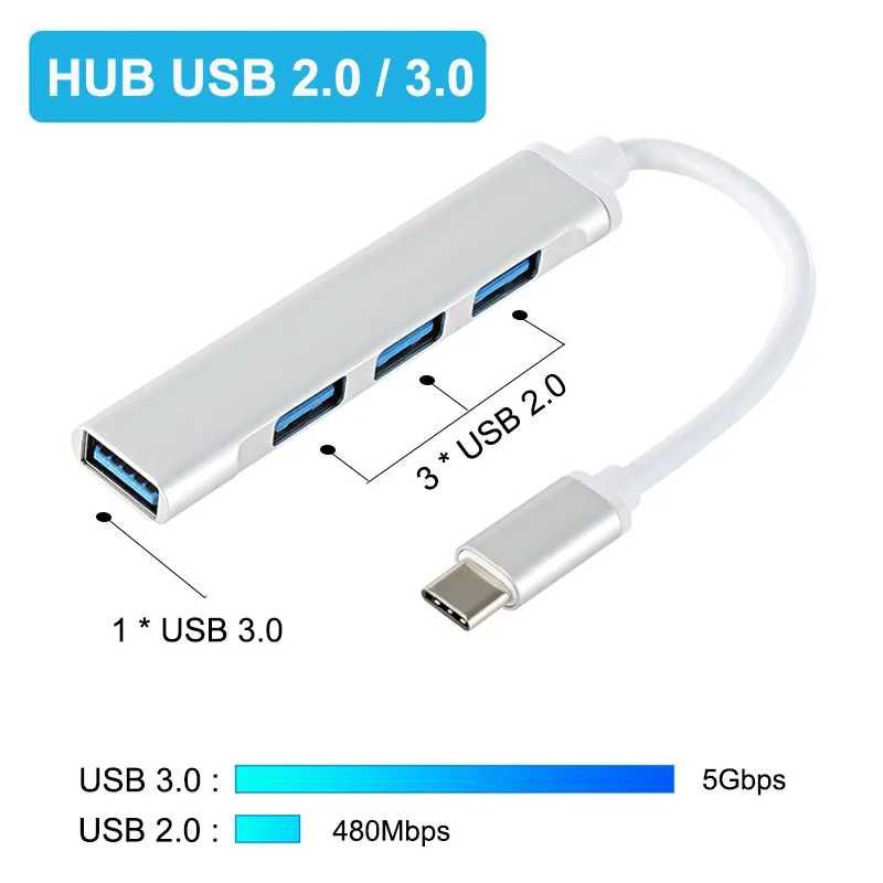 Hub USB 4 Porturi 3.0 SI 2.0 Conector Type C