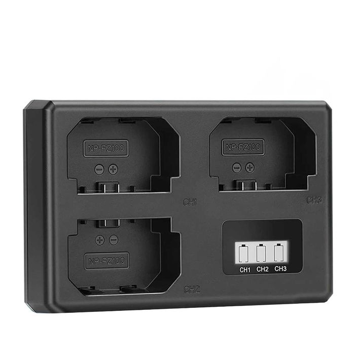 Incarcator triplu acumulatori Canon LP-E6 Sony NP-FZ100 Sony NP-FW50