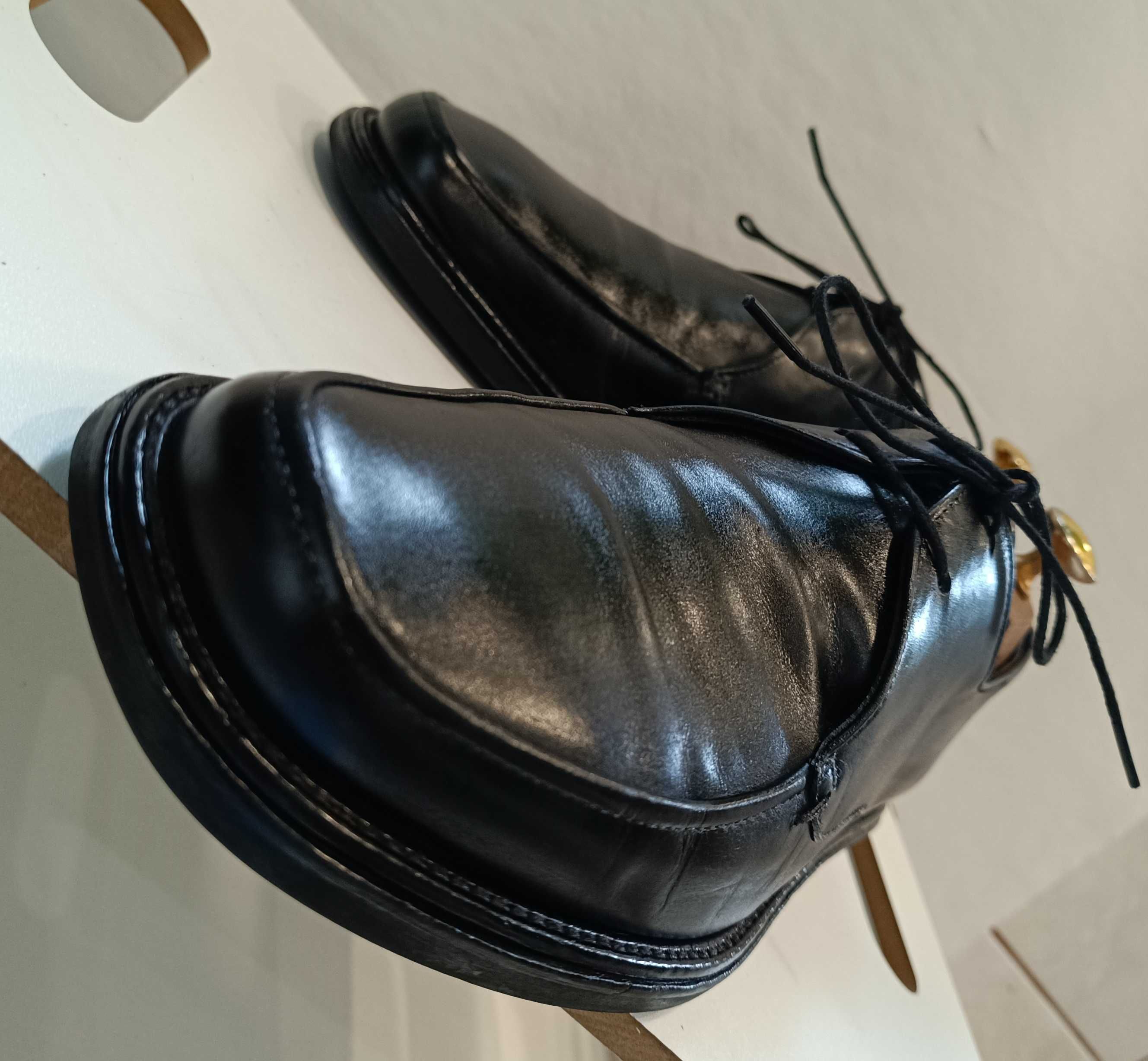 Pantofi derby split toe 41 41.5 de lux Hugo Boss piele naturala moale