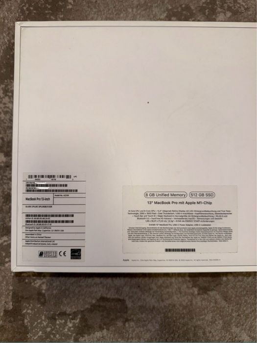 Laptop Macbook pro 13" inch 2020 M1 8 GB RAM SSD 512 GB A2338