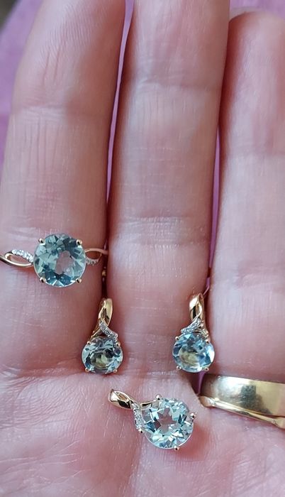 Set aur cu diamante si topaz sky blue