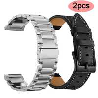 Curea ceas 20mm metalica + piele Samsung Galaxy Watch Active 2 42mm 3