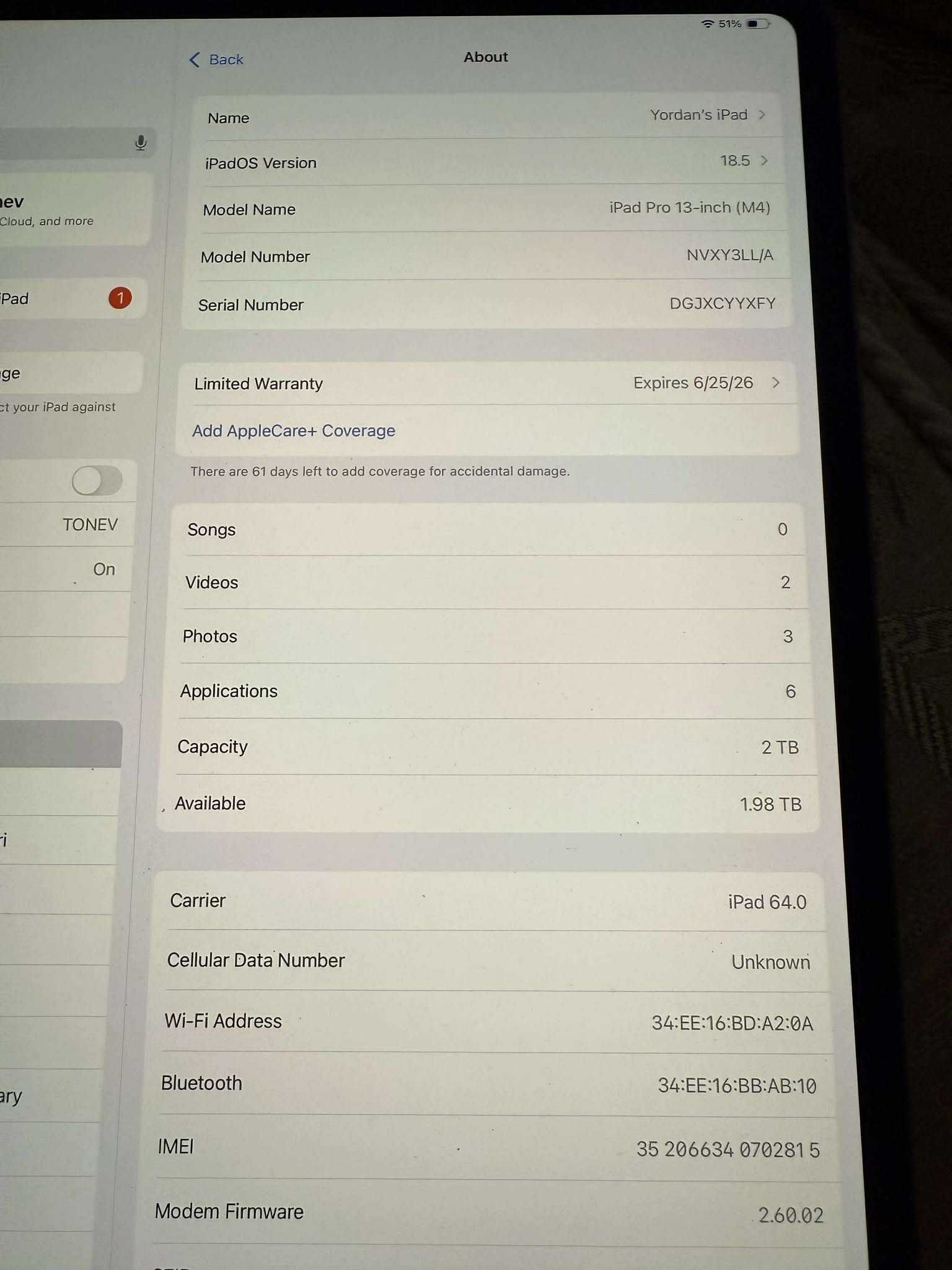 Apple iPad Pro 13", 2TB, Wi-Fi, Standard glass, Space Black