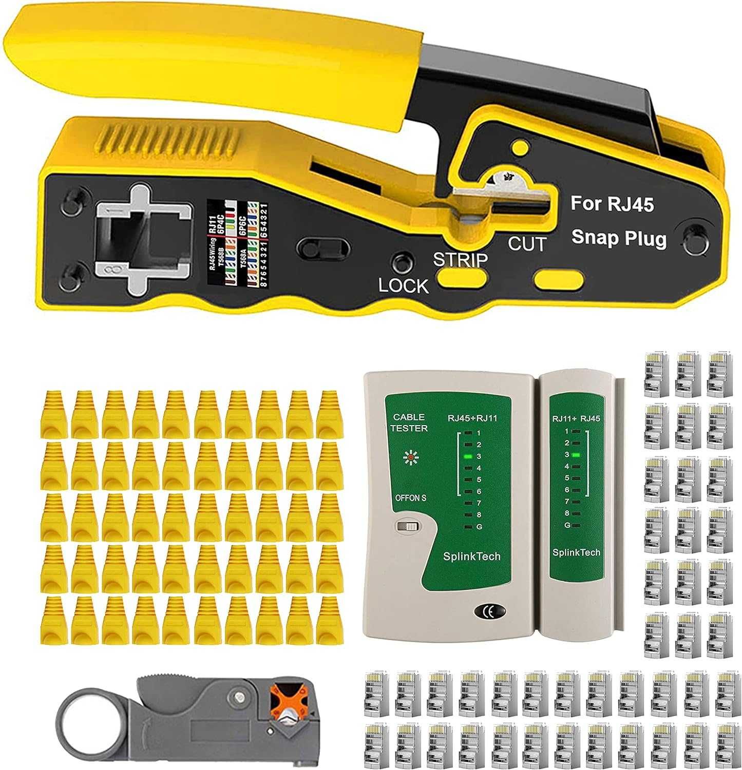 Нов! за кримпване на мрежови кабели RJ45 RJ12 RJ11 CAT5 CAT6 с тестер