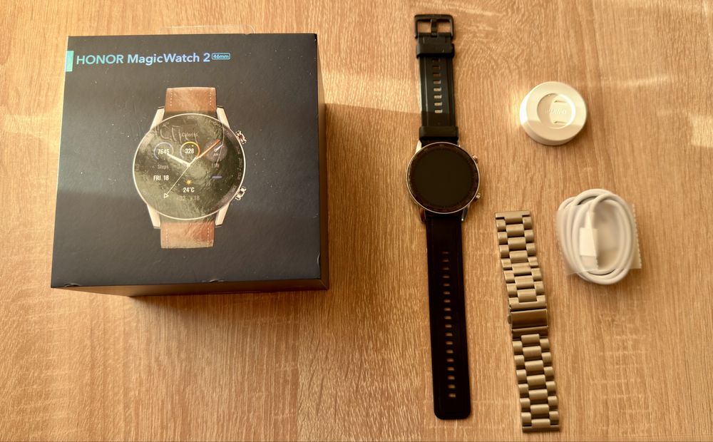 Часовник Honor MagicWatch 2 (46mm) – Отличен, комплект с 3 каишки