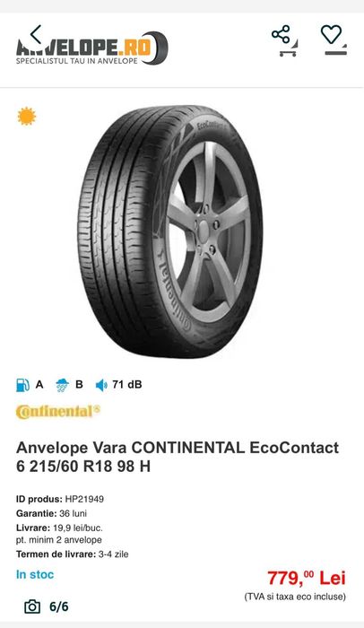 Anvelope vara Duster/Bigster Renault 215 60 18 Continental EcoContact