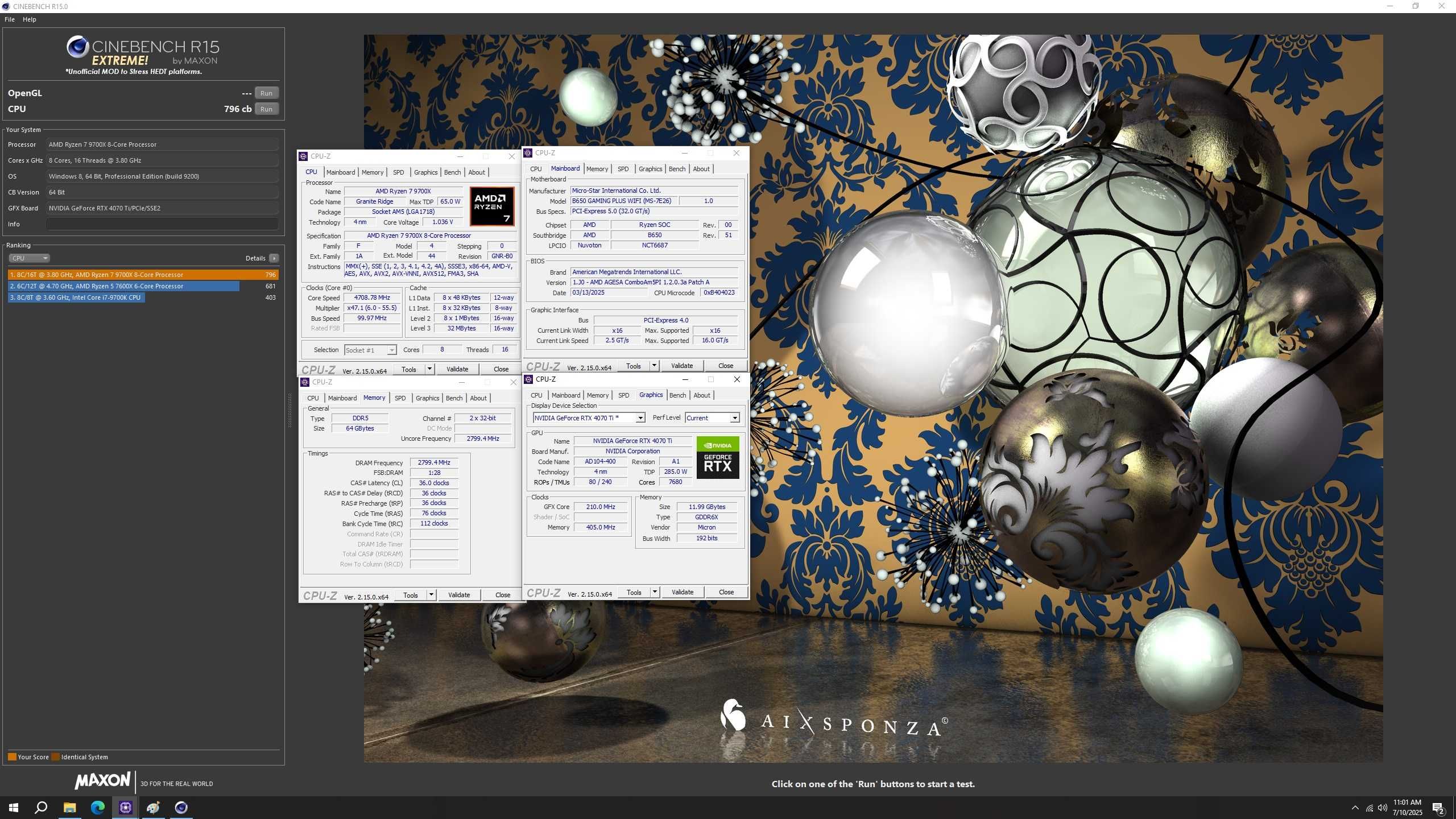 AMD Ryzen 7 9700X + MSI B650 Gaming Plus Wi-Fi, AM5