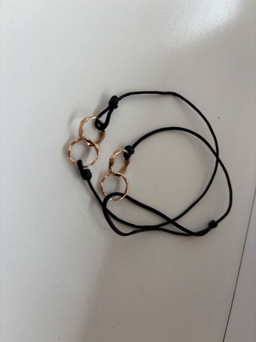 Brățări Malvensky – model infinit, șnur negru, aur roz 14K