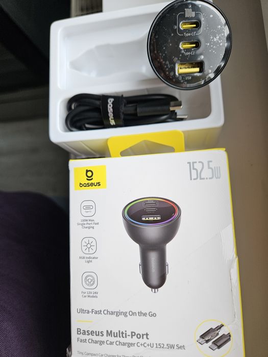 Baseus incărcător auto  152.5W    12V - 24V  RGB Led