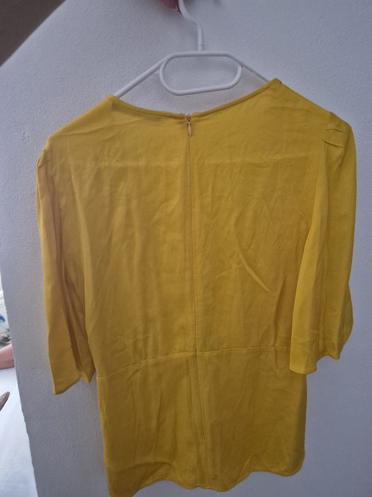 Bluză Zara din mătase, galbenă cu fermoar, XS