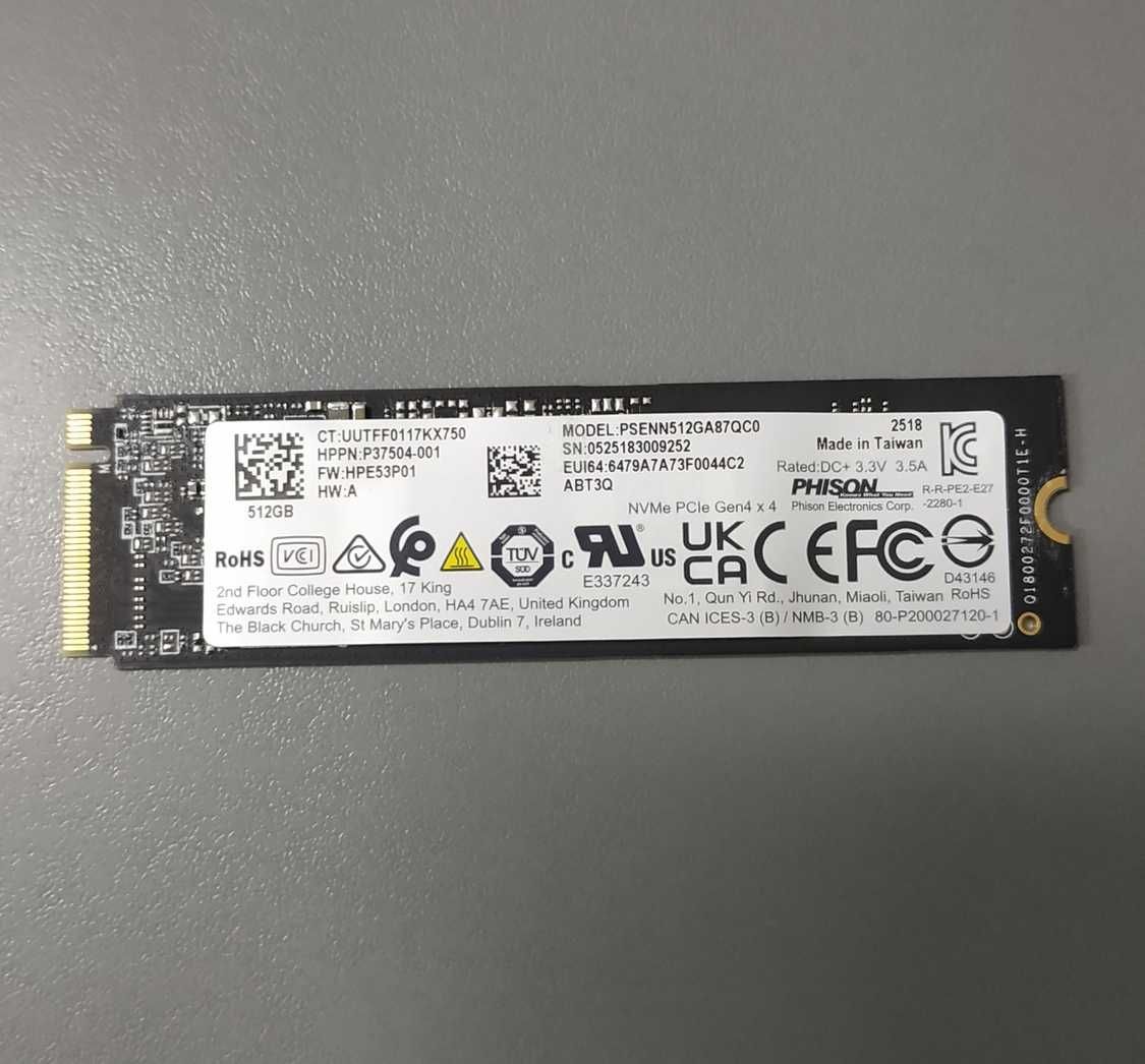 NVME SSD диск PHISON 512GB M.2 TLC Gen4x4 Гаранция