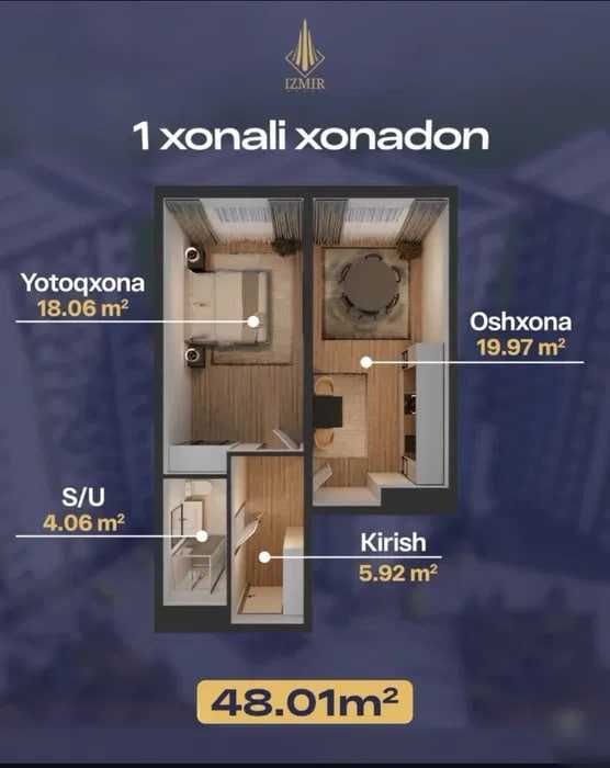 Срочно продаётся 2-ком новостройка! 50-м2 Жаркурганский