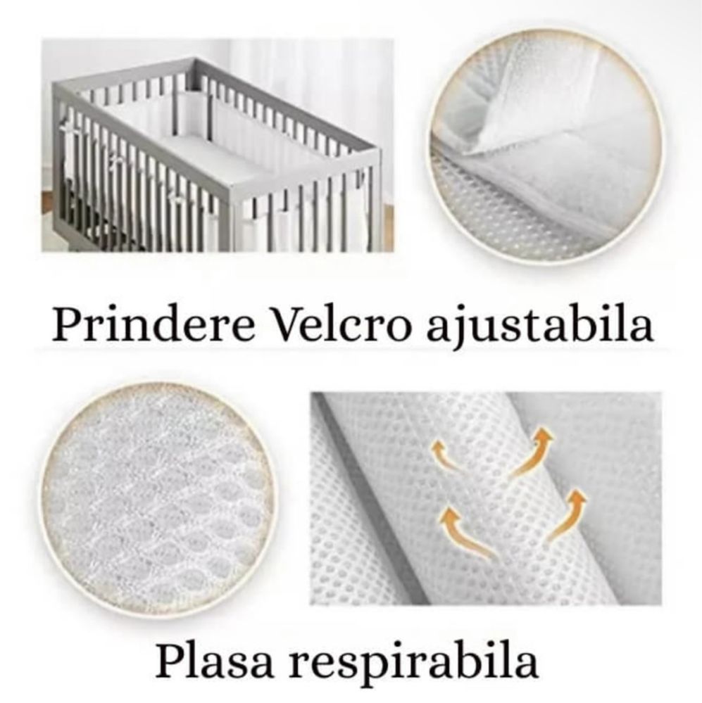 Protectie pentru patut bebe-captuseala din plasa respirabila