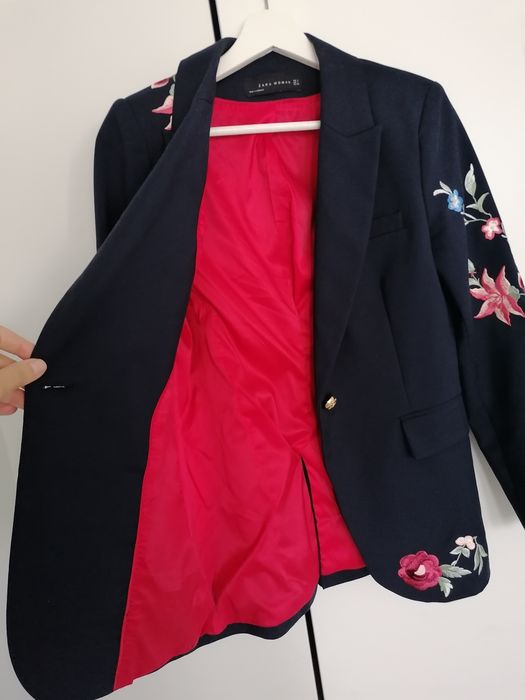 Sacou bleumarin cu broderii Zara, Marime S