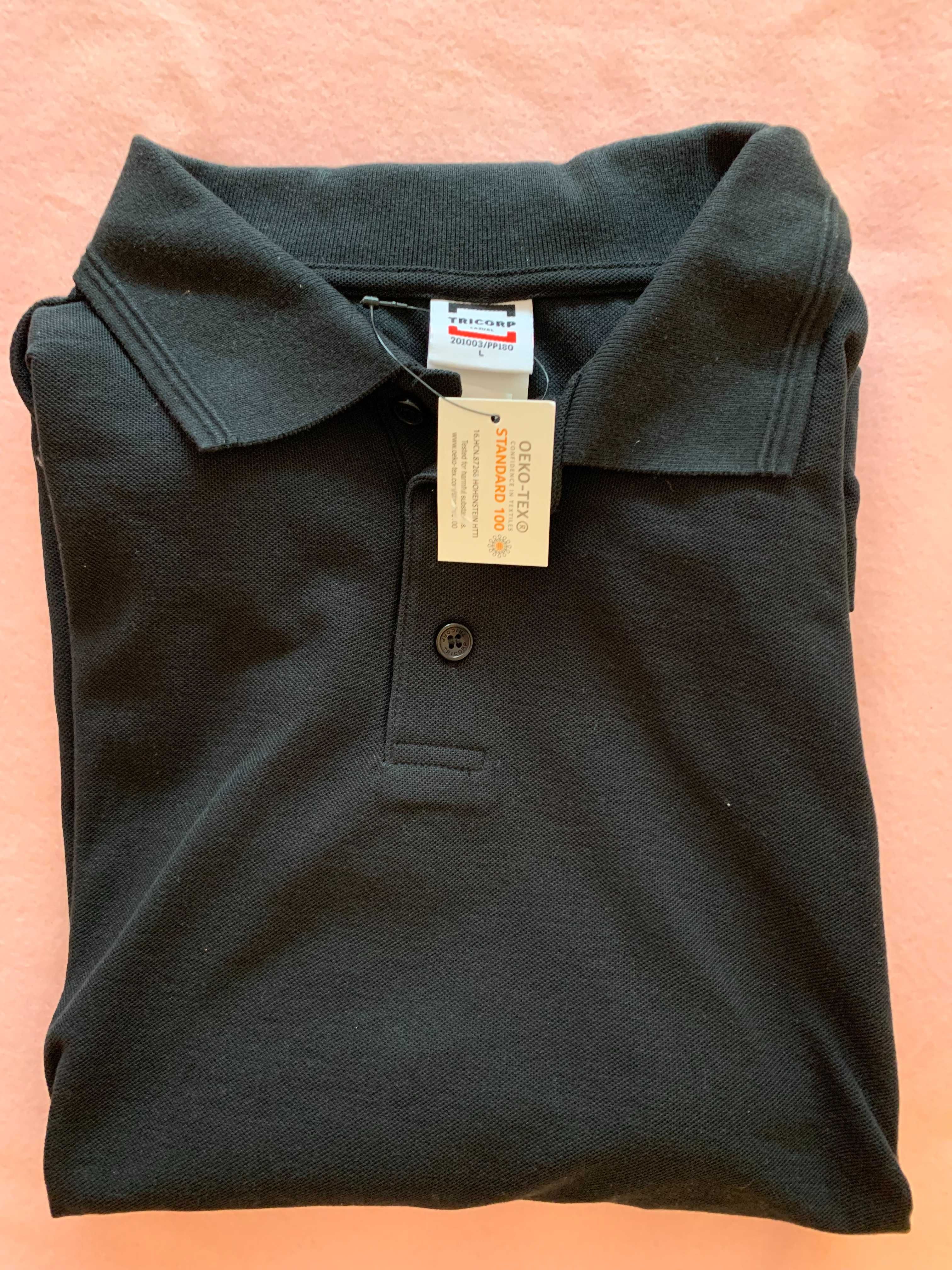 2 X Tricou polo negru simplu marca Tricorp, mărimea L