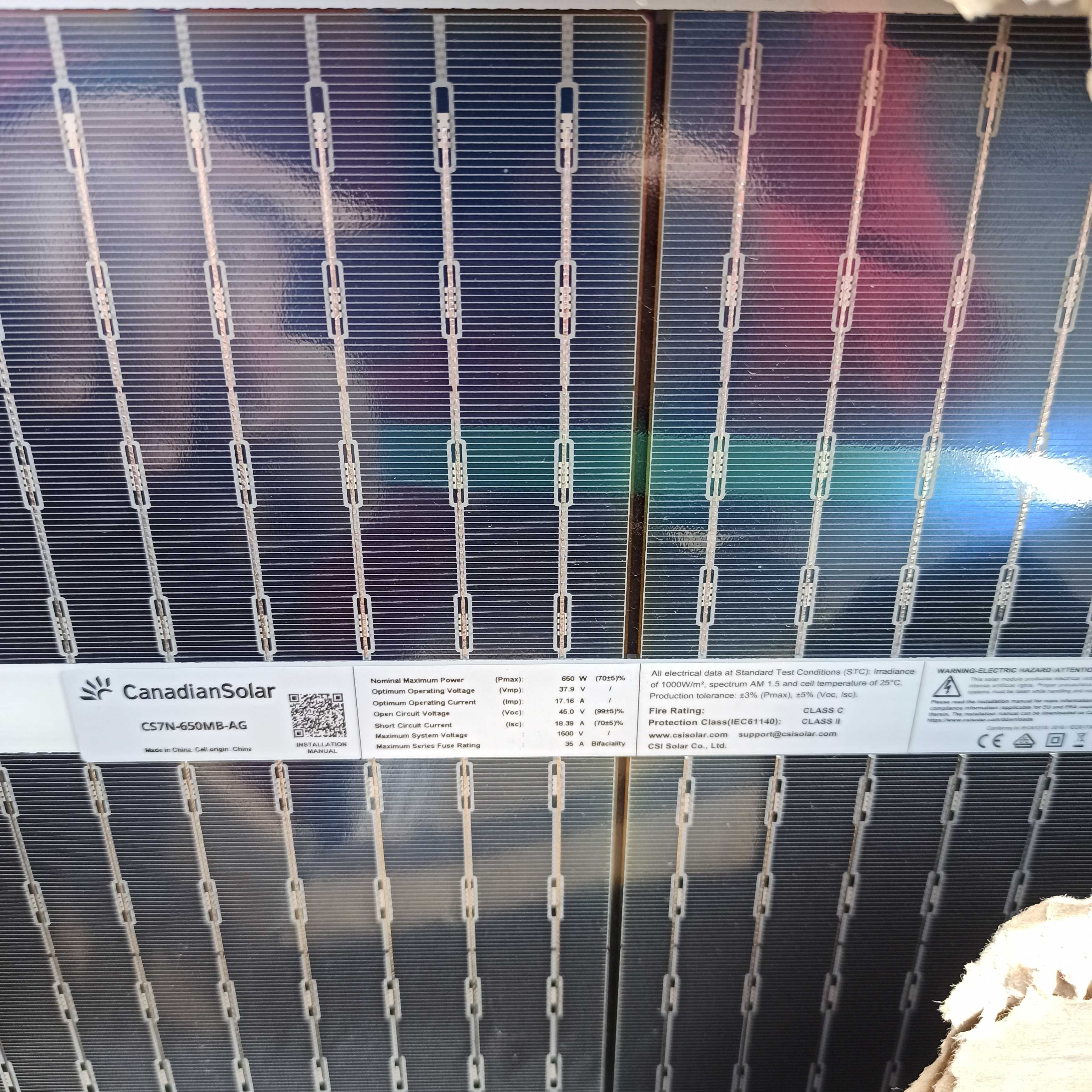 Panouri fotovoltaice Canadian solar bifacial 650w