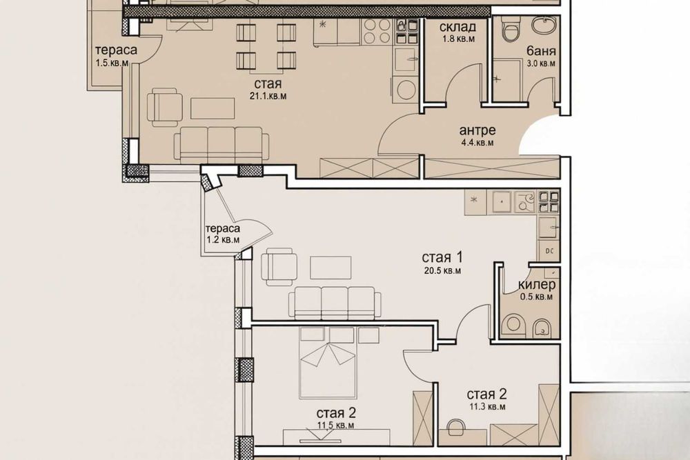 3-ст апартамент; До метро; Панорама; ЮГ-ЗАПАД