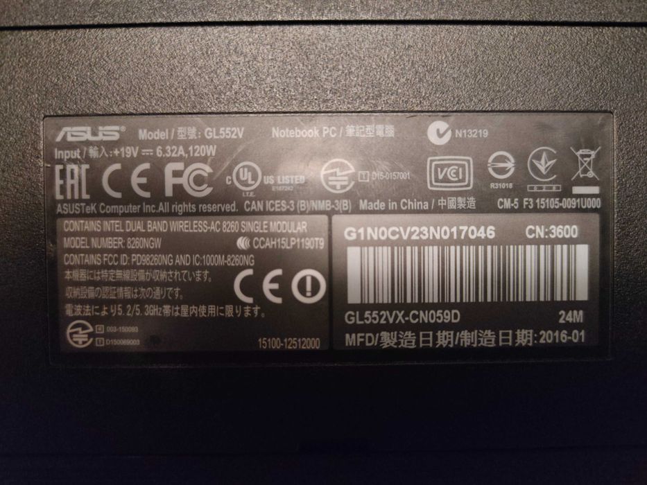 Vând laptop ASUS ROG GL552V 15.6" (opțional Dock Station)